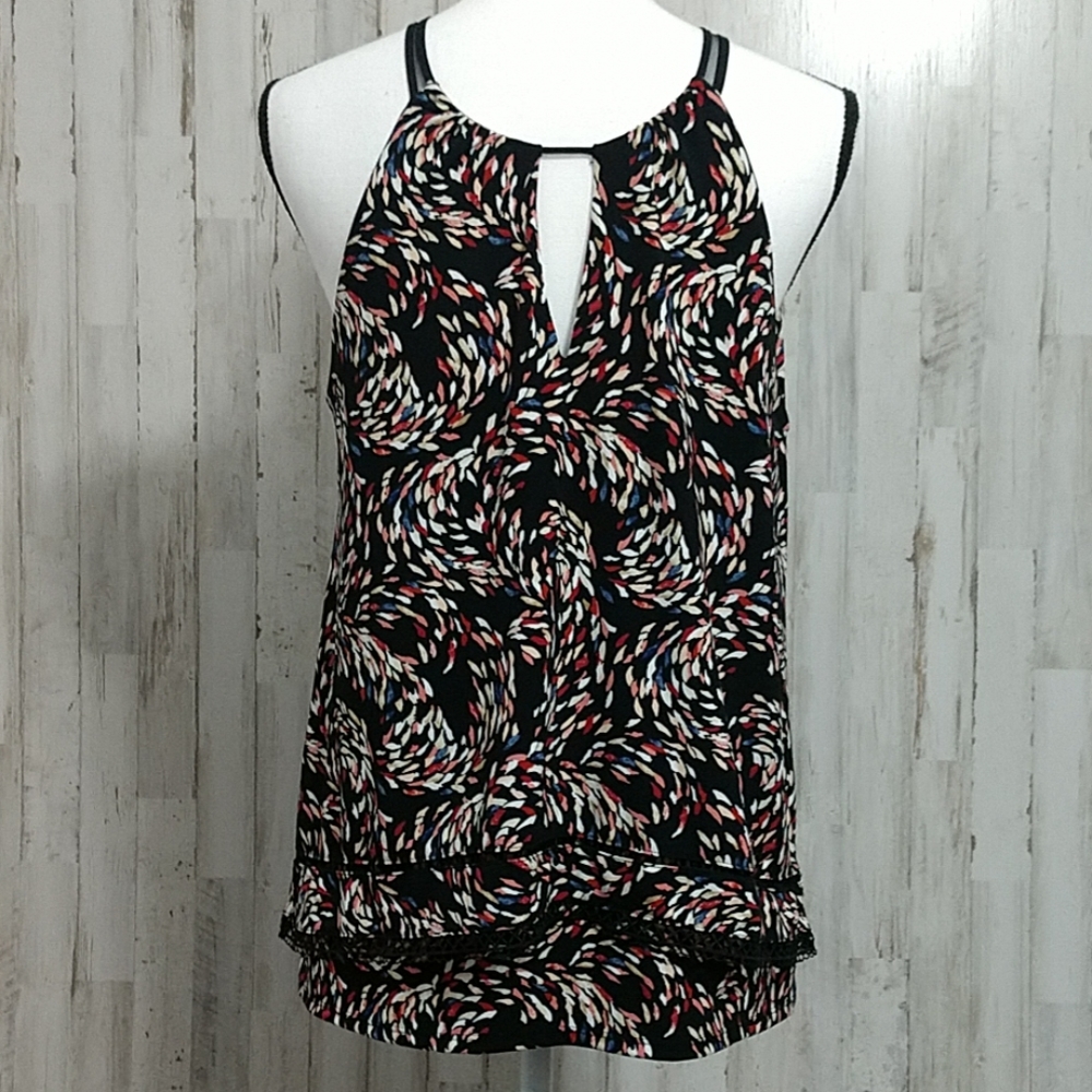 WHBM Black Layered Sleeveless Blouse